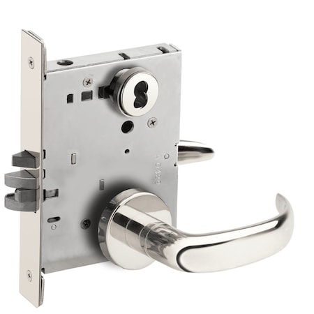 Schlage Grade 1 Classroom Mortise Lock, Schlage FSIC Less Core, 17 Lever, A Rose, Bright Chrome Finish, Fiel L9070J 17A 625